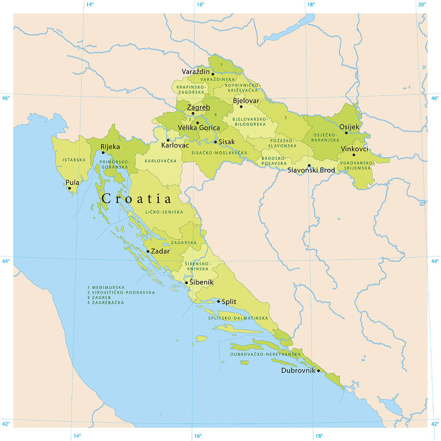 Croatia Vector Map Drawing by FrankRamspott