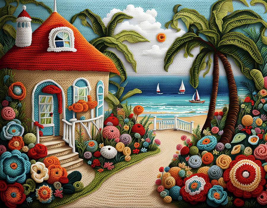 Crochet Seaside Resort Digital Art by Deb Beausoleil