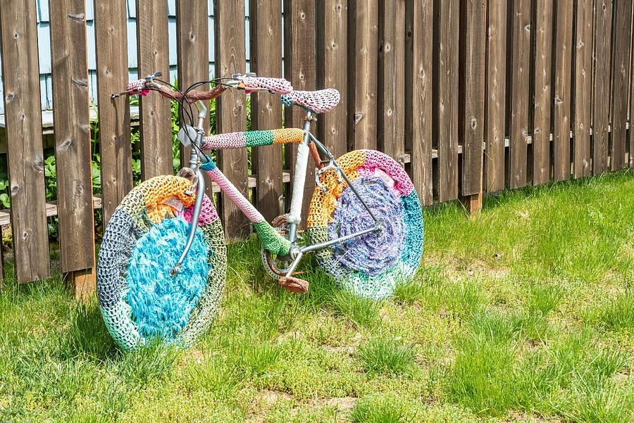Crocheted Bicycle Photograph by Tom Cochran