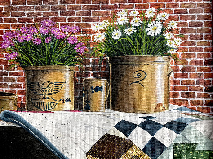 Crocks and Flowers Painting by Dave Hasler | Fine Art America
