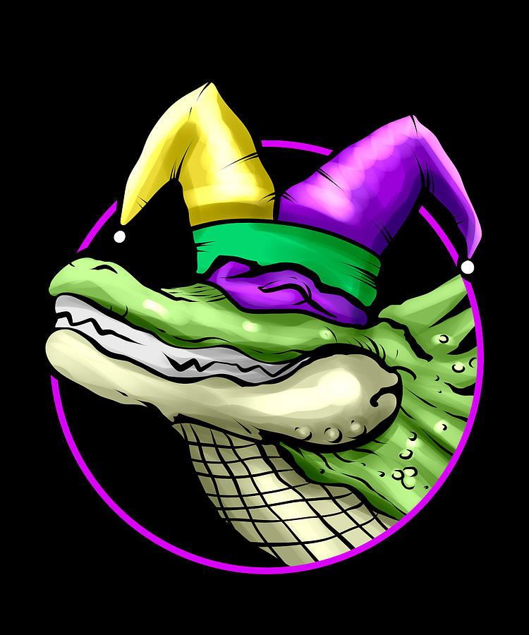 Crocodile with Jester Hat for Mardi Gras Digital Art by Jan Bleke ...