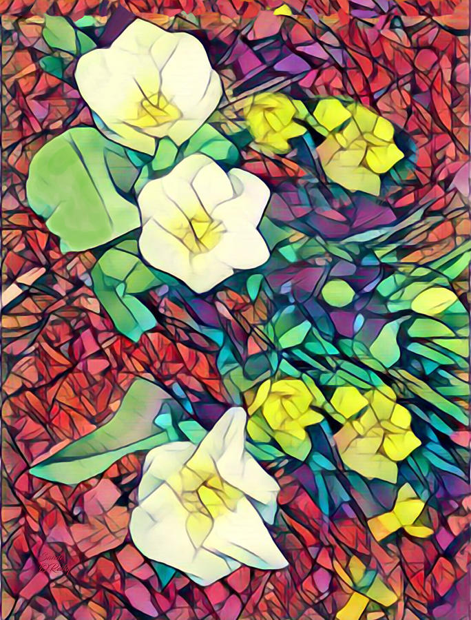 Crocus Flowers Stained Glass Abstract Mixed Media by Sandi OReilly