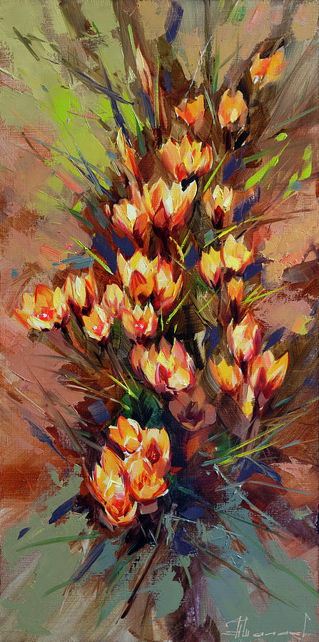 Flower Painting - Crocuses in the spring sun. by Alexey Shalaev