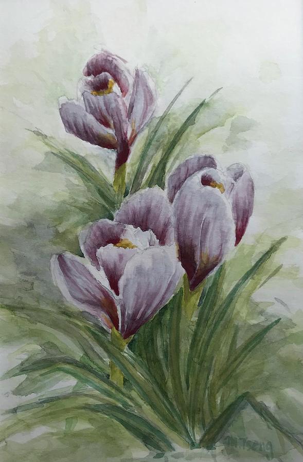 Crocuses Painting by Milly Tseng