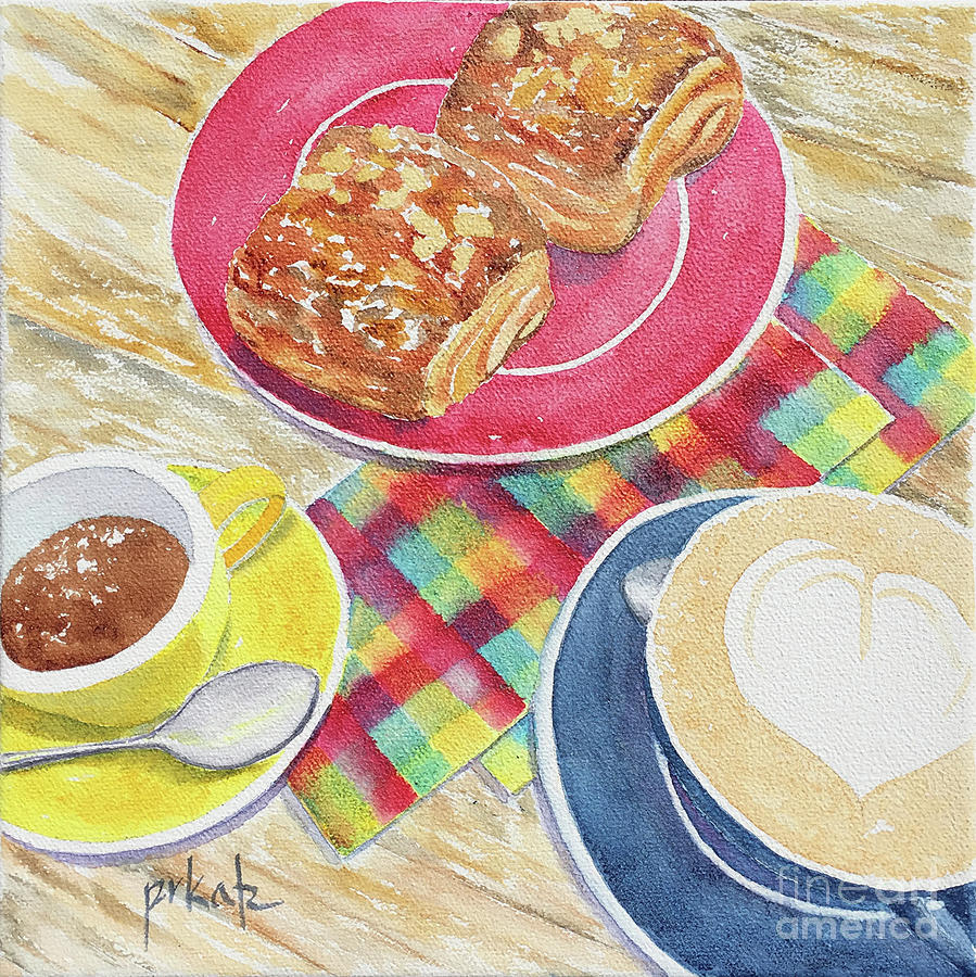 Croissants And Coffee Painting by Pat Katz