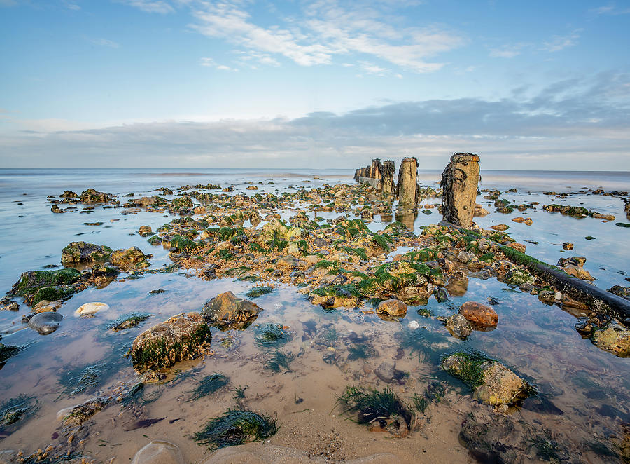 Cromer beach rockpools, North Norfolk Coast Photograph by Chris Yaxley