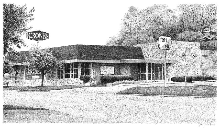 Black And White Drawing - Cronks in Denison, IA by Joel Lueck