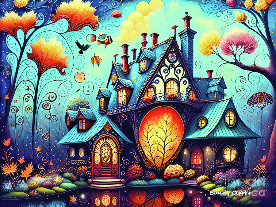 Crooked Little House Digital Art by Bunny Clarke