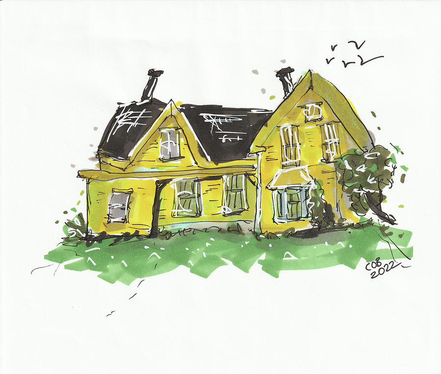Crooked Little House Drawing by Thomas Leparskas