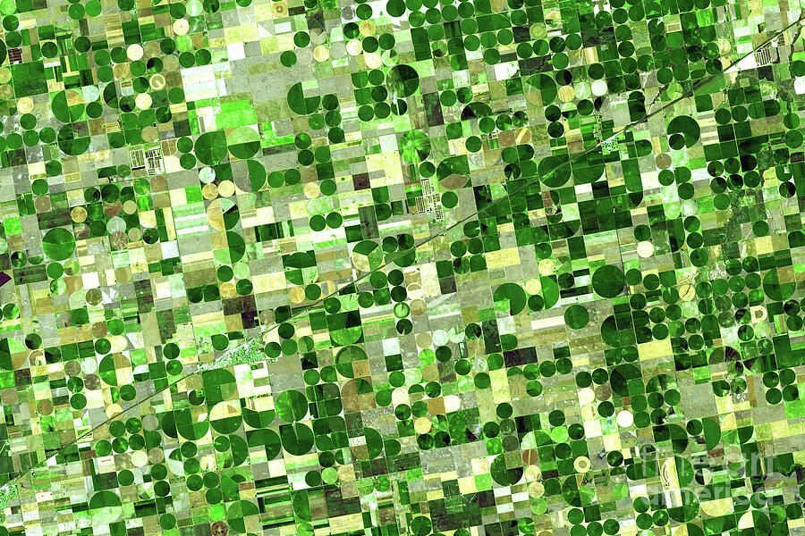 Space Photograph - Crop circles in Kansas, view from space by Best of NASA