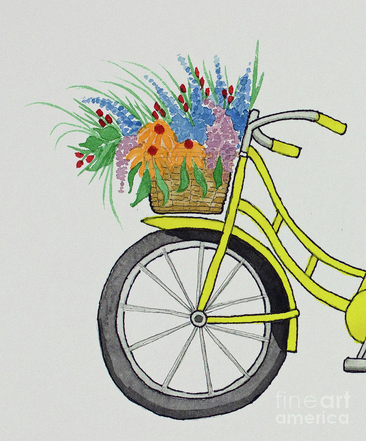 Cropped Yellow Bike Painting by Norma Appleton