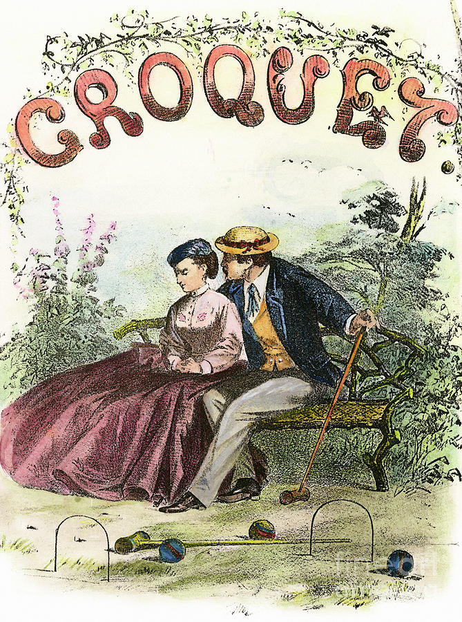 CROQUET PLAYERS, c1870 Photograph by Granger