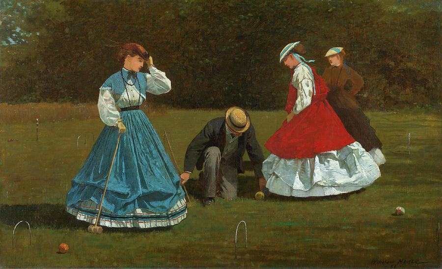 Croquet Scene. Winslow Homer, American, 1836-1910. Painting by Winslow Homer