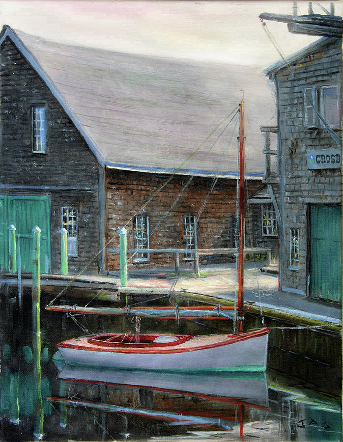 Crosby Boat Yard Painting by Jonathan Guy-Gladding JAG