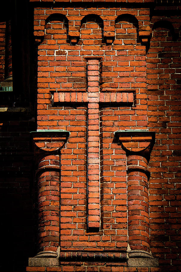 Cross Built into Brick Facade Photograph by Craig A Walker