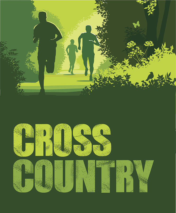 Cross country or Trail Running with text Drawing by Smartboy10