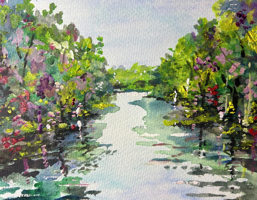 Cross Creek Crepe Myrtles Painting by Larry Whitler - Fine Art America