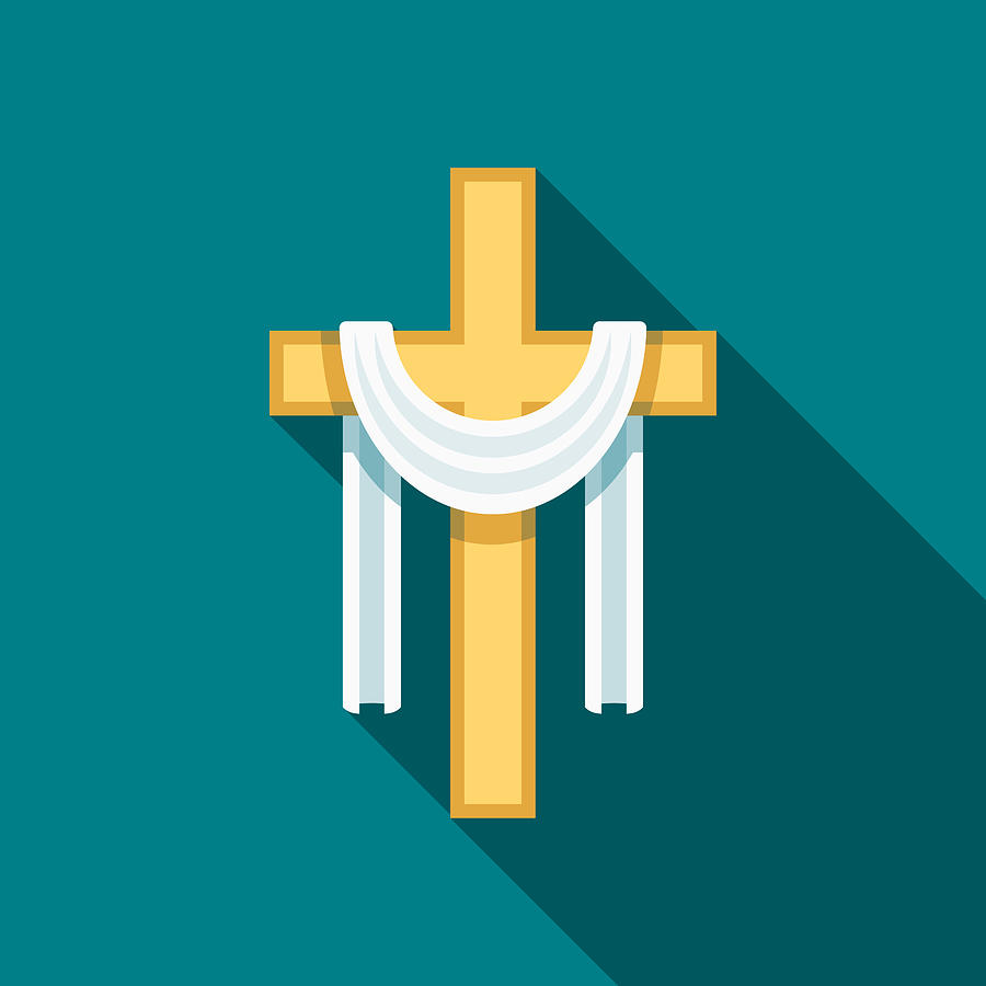 Cross Flat Design Easter Icon with Side Shadow Drawing by Bortonia