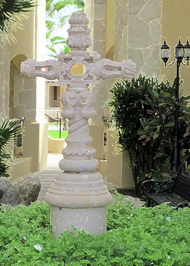 Cross In Mexican Landscaping Photograph