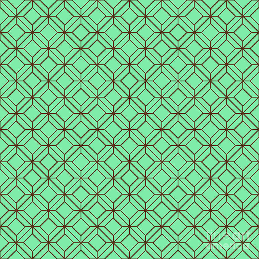 Cross Lattice Pattern In Mint Green And Chocolate Brown N.1511 Painting