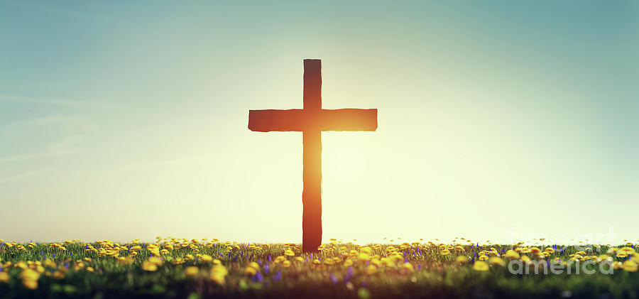 Cross on spring meadow religion and faith Photograph by Michal Bednarek