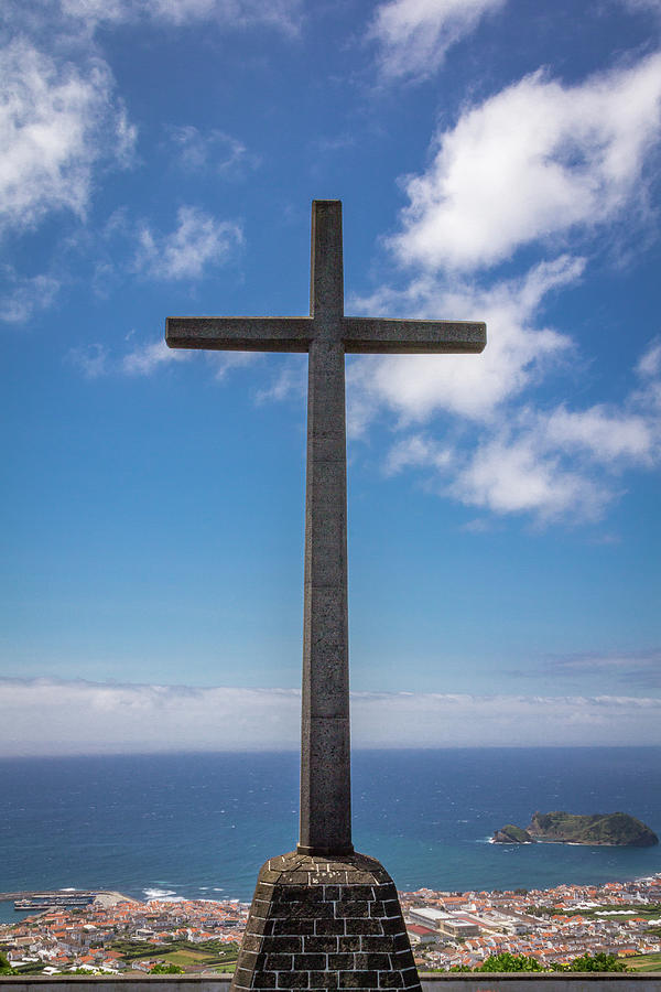 Cross Overlooking the Ocean Photograph by Denise Kopko