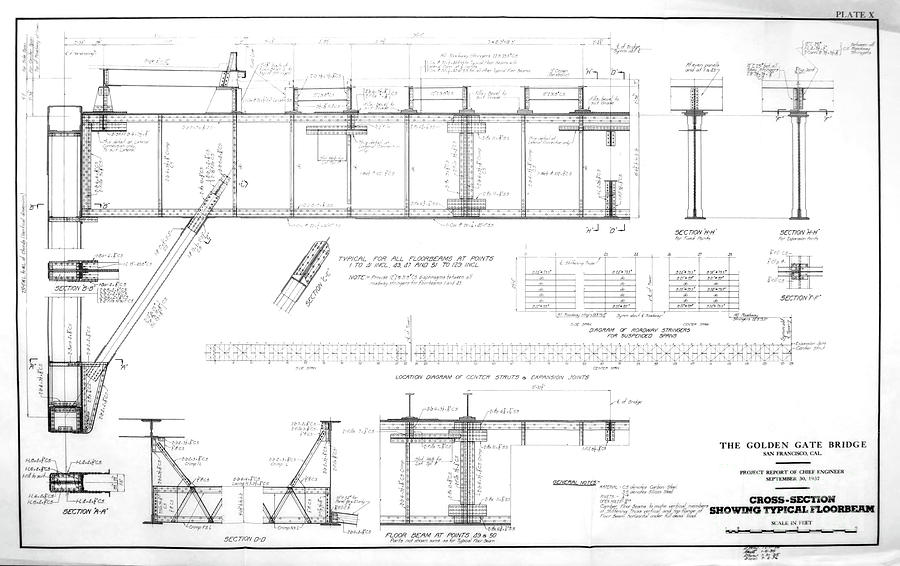 Cross section showing typical floorbeam a2 Drawing by Historic ...