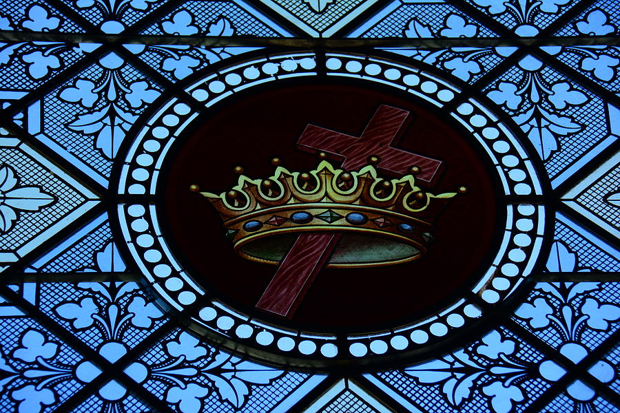 Cross Through The Crown Stained Glass Window Photograph By Brigitta