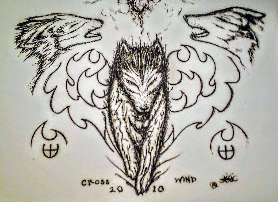 Wolves Drawing - Cross Wind by Paul Hudson
