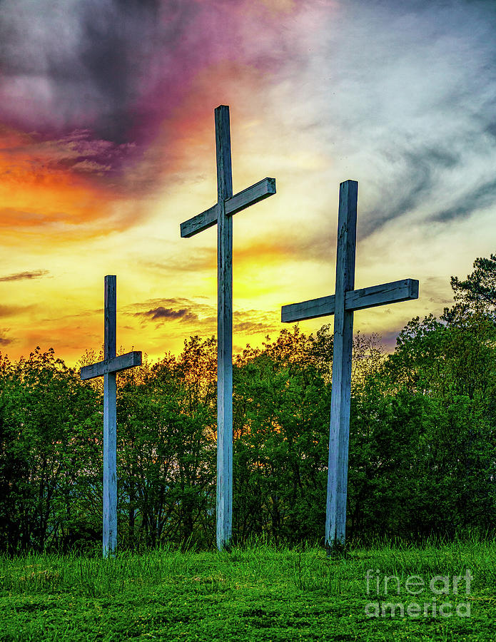 Crosses At Sunset Photograph