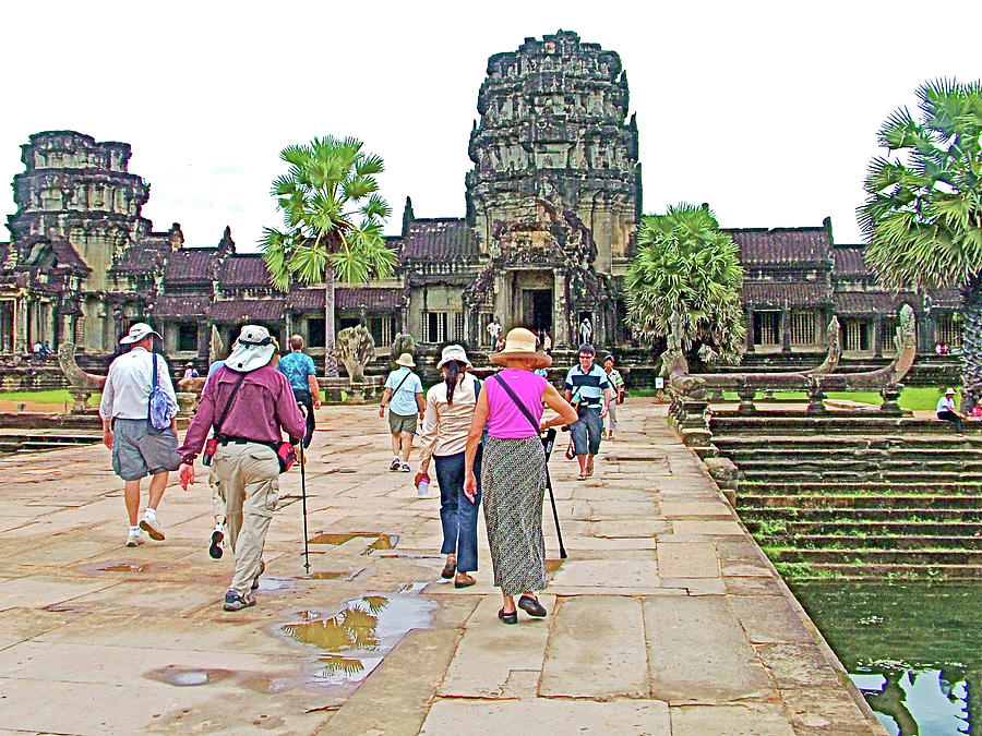 Crossing Causeway over the Moat to Angkor Wat, Cambodia Photograph by Ruth Hager