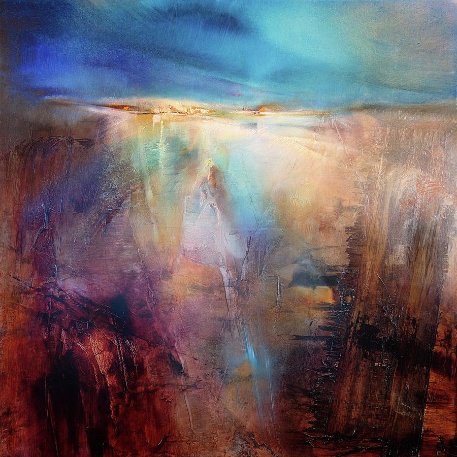 Crossing - light in the distance Painting by Annette Schmucker