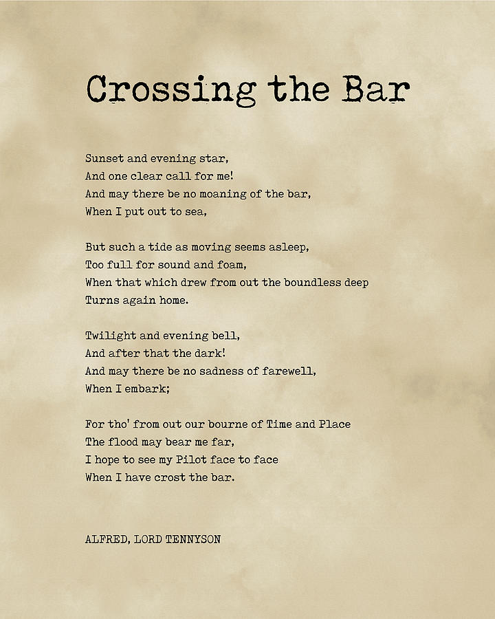 Crossing The Bar - Alfred Lord Tennyson Poem - Literature - Typewriter Print 2 - Vintage Digital Art
