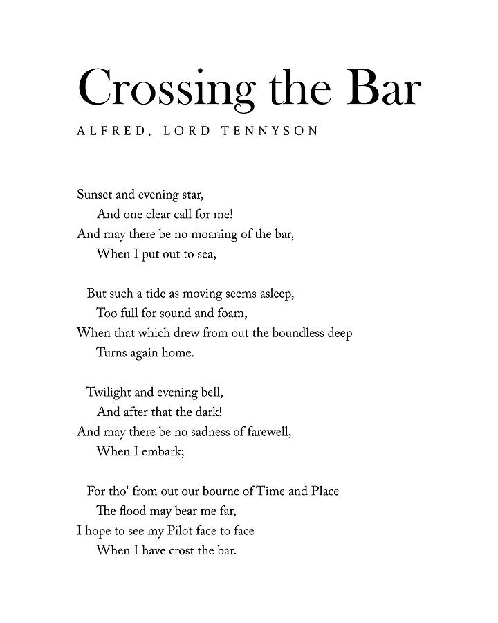 Crossing The Bar - Alfred Lord Tennyson Poem - Literature - Typography 1 Digital Art by Studio Grafiikka