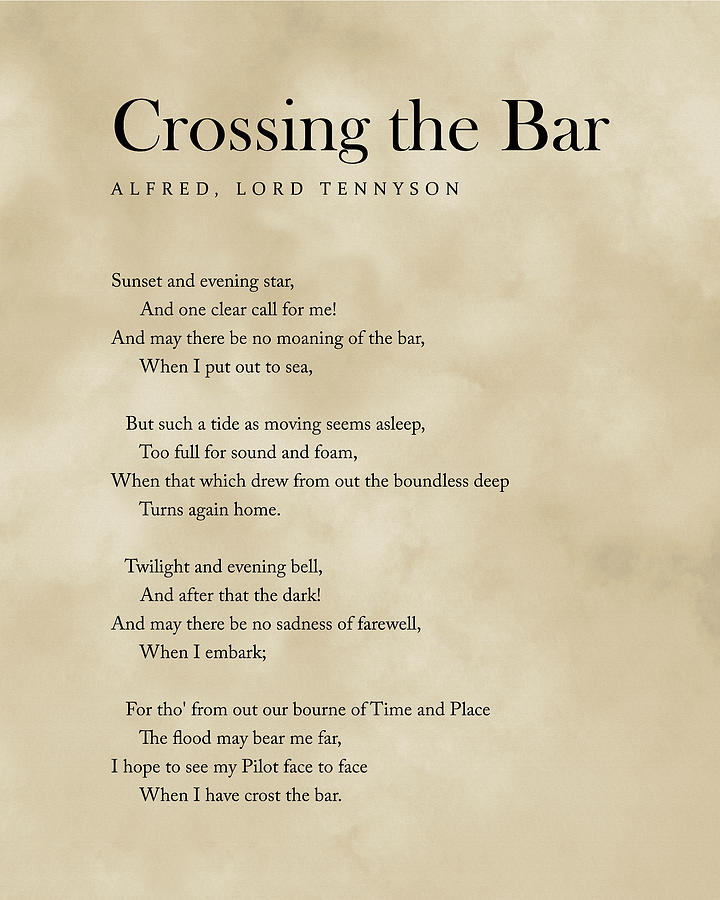 Crossing The Bar - Alfred Lord Tennyson Poem - Literature - Typography 1 - Vintage Digital Art by Studio Grafiikka
