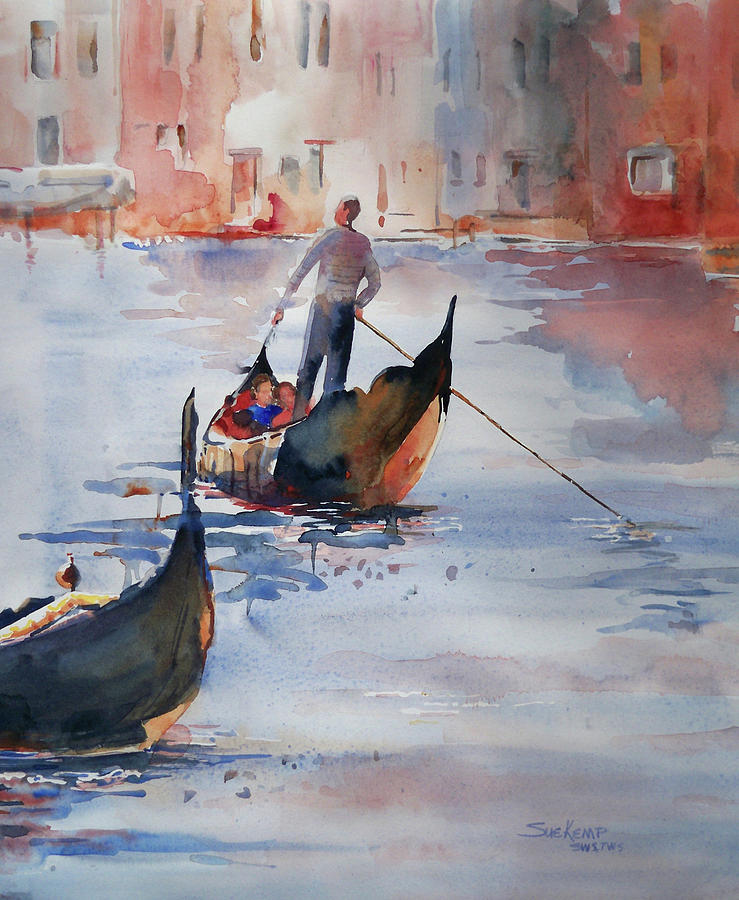 Crossing the Canal Painting by Sue Kemp
