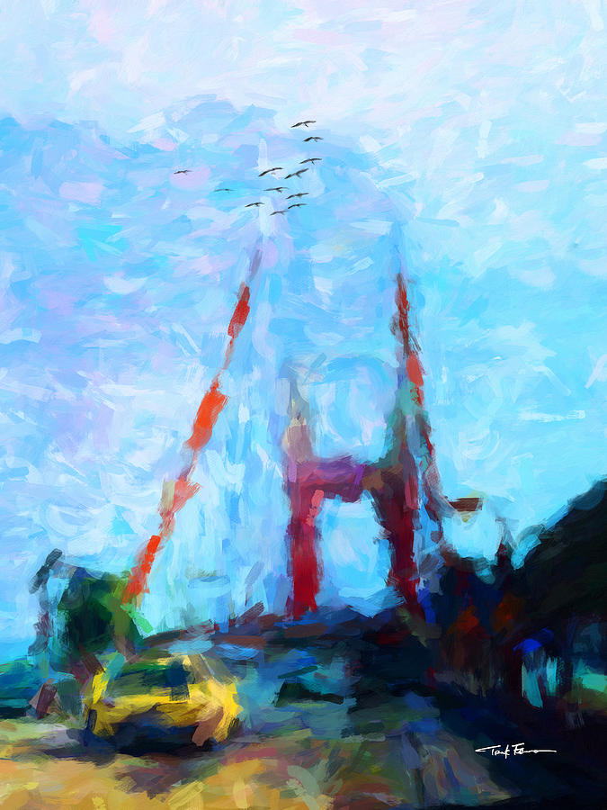 Crossing the Golden Gate Bridge, San Francisco, California Painting by Trask Ferrero
