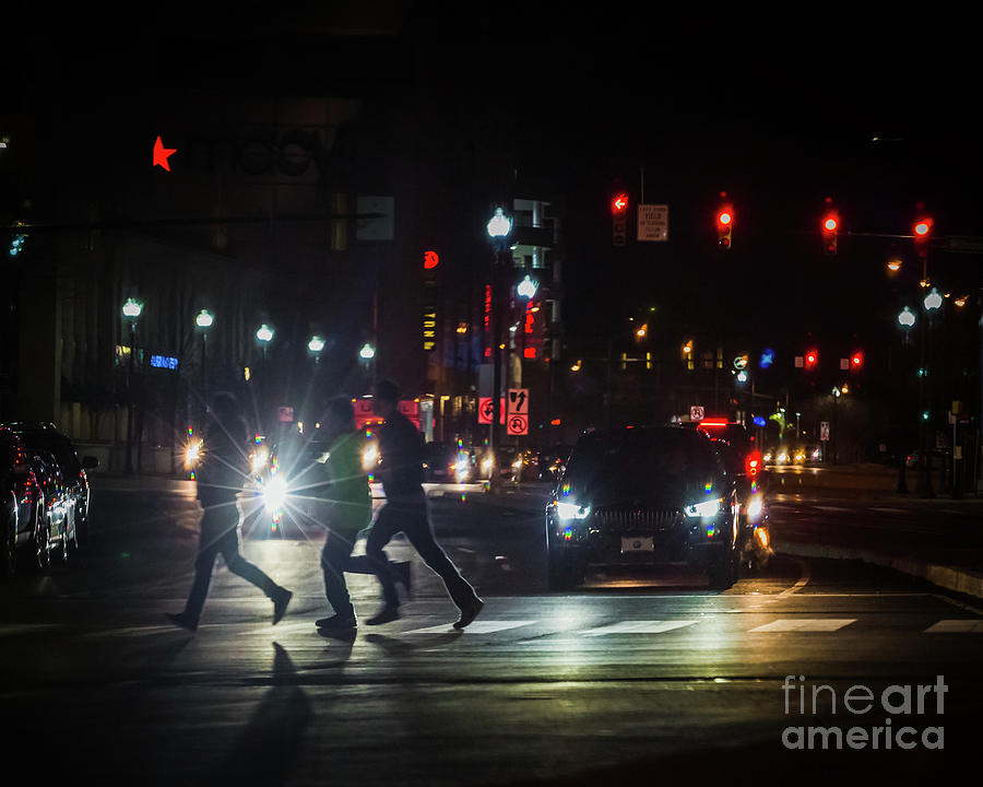 Crossing the street at night Photograph by Agnes Caruso