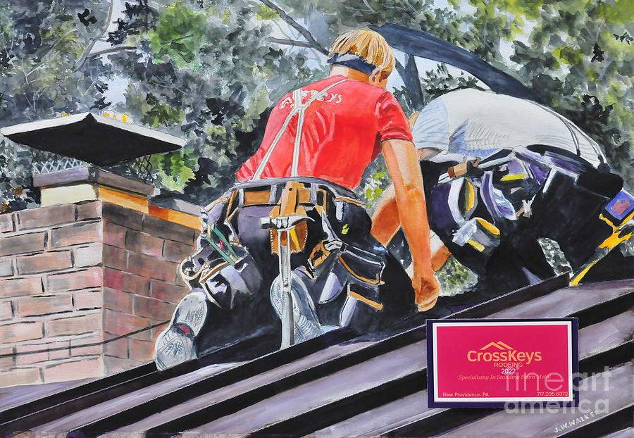Crosskeys Roofing Painting by John W Walker