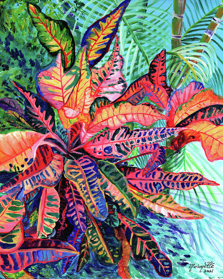Tropical Foliage Painting - Croton Garden by Marionette Taboniar