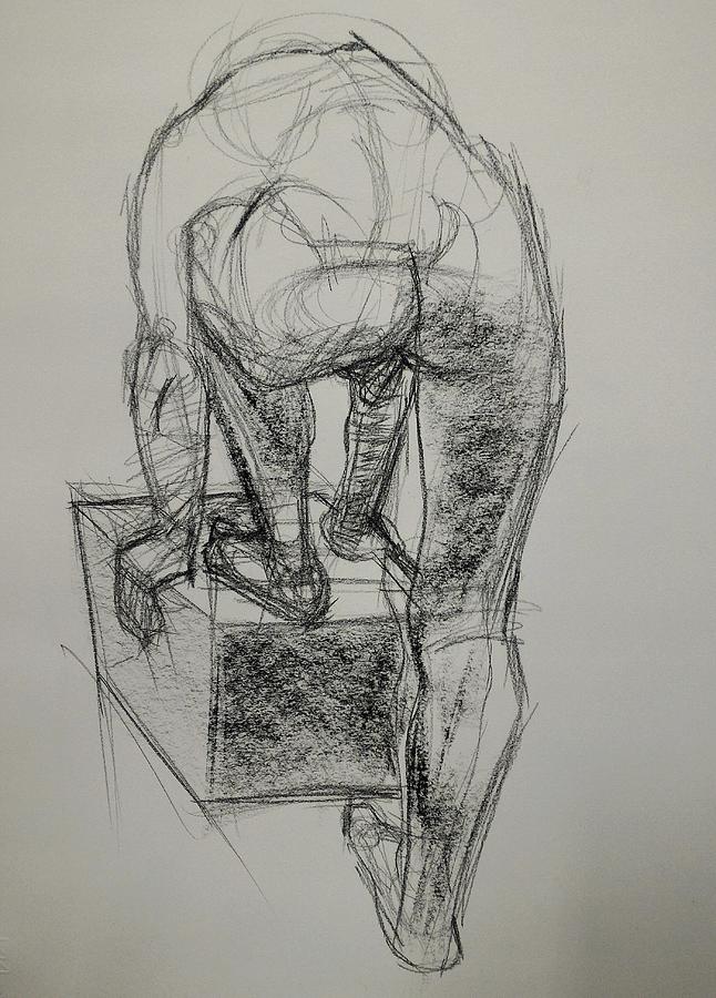 'Crouched Man' Drawing by Ernst Guustaaf De Scheemaker - Fine Art America