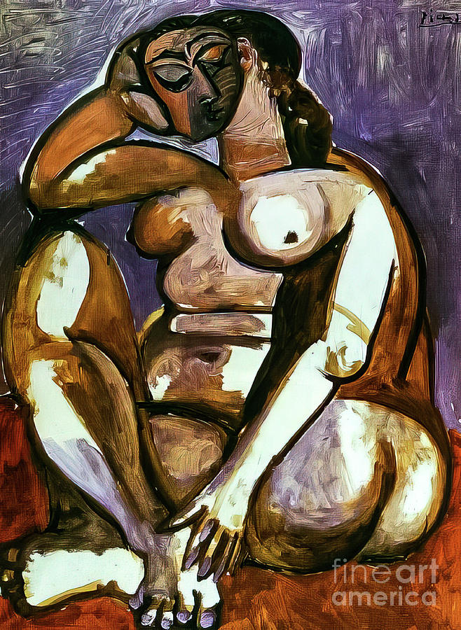 Crouching Female Nude by Pablo Picasso 1956 Painting by Pablo Picasso photo