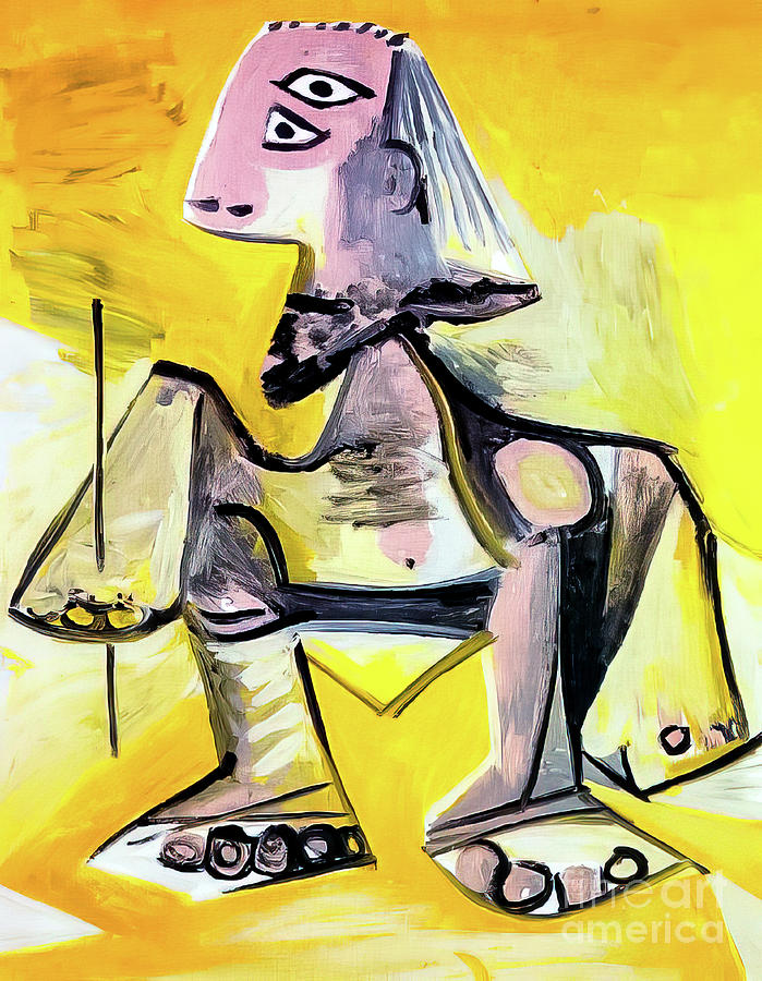 Crouching Man by Pablo Picasso 1971 Painting by Pablo Picasso
