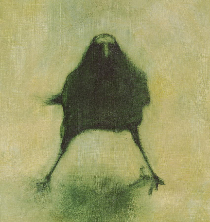 Crow Painting - Crow 6 cropped version by David Ladmore