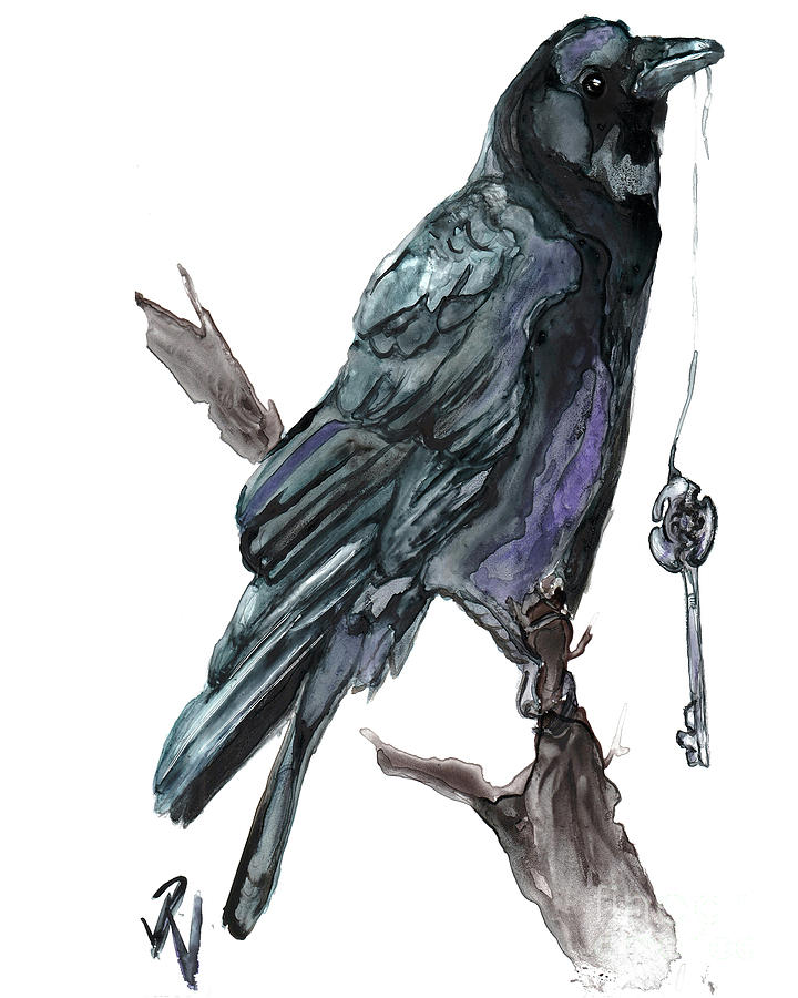 Crow And Key Invitation To The Underworld Painting