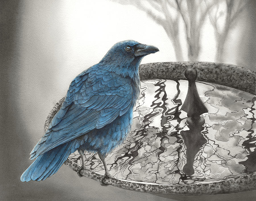 Crow Bath Painting by Julie Senf