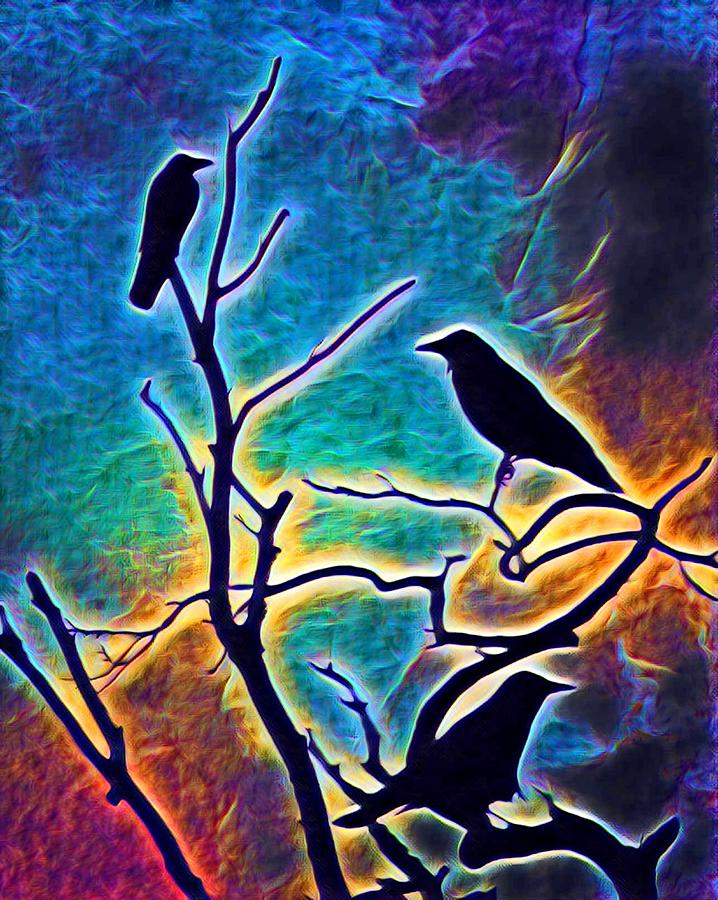 Crow Birds on Tree Bird 96 Digital Art by Lucie Dumas