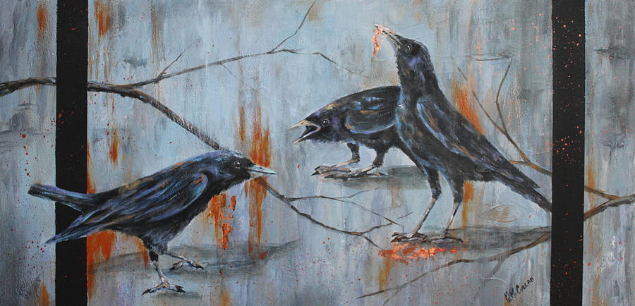 Crow Conversation Painting by Mary McCullah