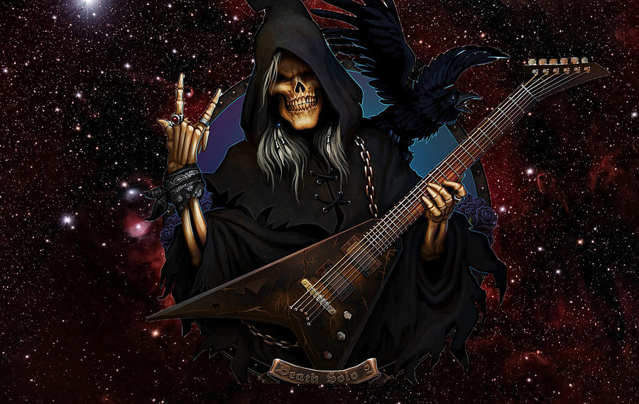 crow Death Stars Guitar Fantasy hooded Crows Grim Reaper ...