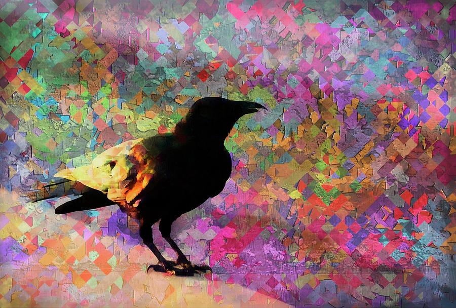 Crow in Mosaic Photograph by Stoney Lawrentz